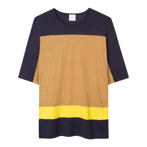 PAUL SMITH Navy Colour Block Wool T-Shirt