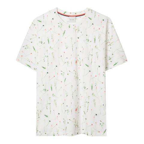 PAUL SMITH White Floral Stem Cotton T-Shirt