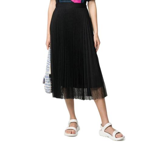 PAUL SMITH Black Lace Pleated Midi Skirt