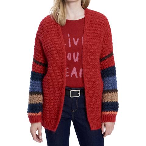 Gerard Darel Red Stripe Knitted Cardigan