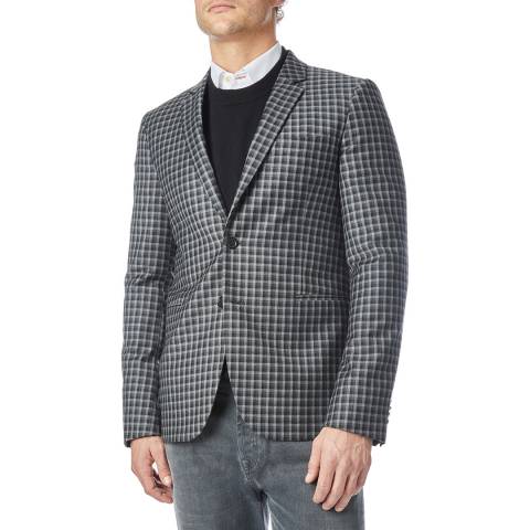 PAUL SMITH Grey Checked Fully Lined Wool Jacket