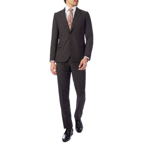 PAUL SMITH Black All Over Print Tailored Fit Wool Suit