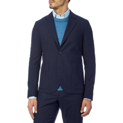 PAUL SMITH Navy Checked Unlined Wool Blend Jacket
