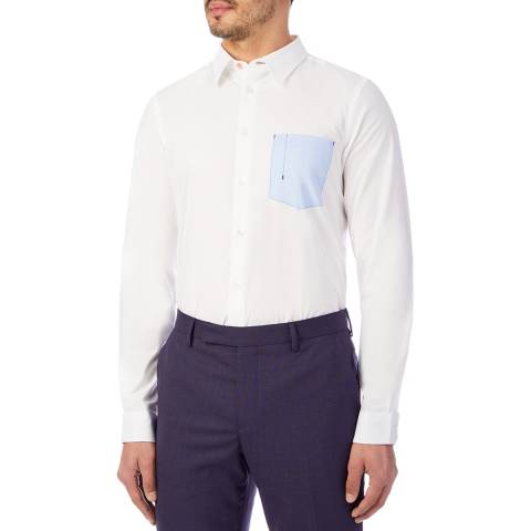 PAUL SMITH White Contrast Pocket Cotton Blend Shirt