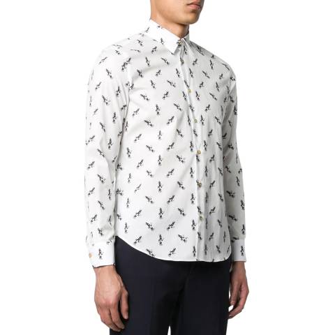 PAUL SMITH White All Over Print Slim Fit Cotton Shirt