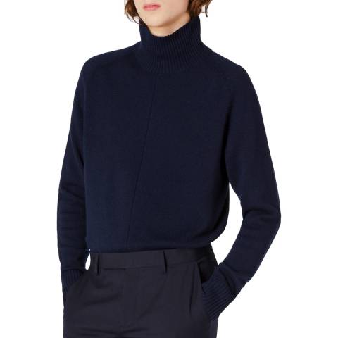 PAUL SMITH Navy Funnel Neck Cashmere Jumper