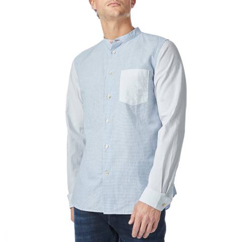 PAUL SMITH Blue Checked Contrast Cotton Blend Shirt