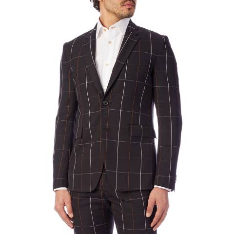 PAUL SMITH Black Check Slim Fit Two Button Wool Jacket
