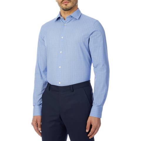 PAUL SMITH Blue Checked Slim Fit Cotton Shirt