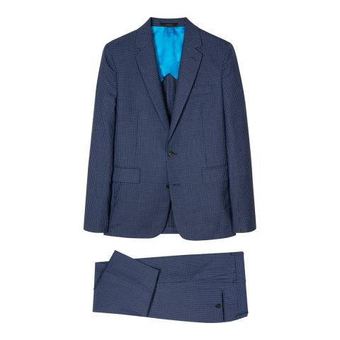 PAUL SMITH Blue Checked Two Button Wool Suit