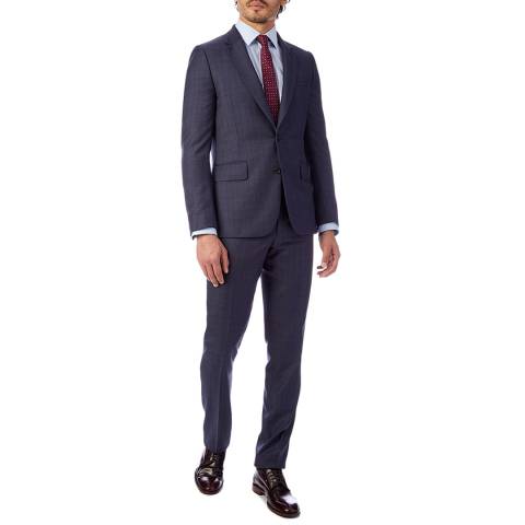 PAUL SMITH Blue Checked Tailored Fit Wool Suit