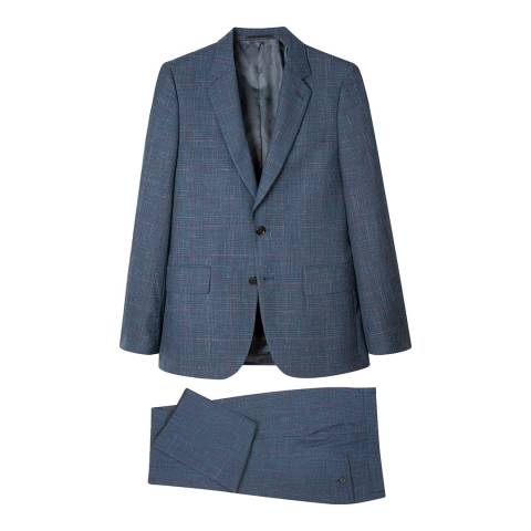 PAUL SMITH Blue Checked Tailored Fit Two Button Suit