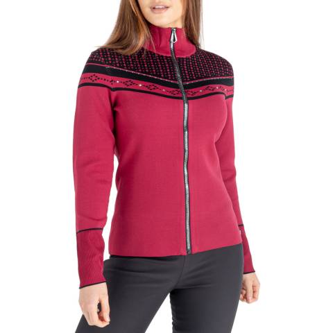 Dare2B Red/Black Full Zip Knitted Sweater
