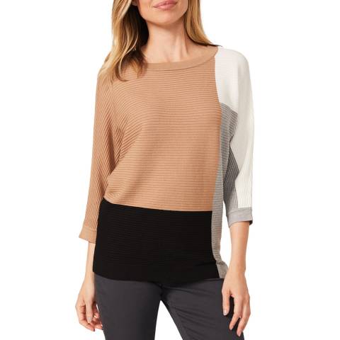 Phase Eight Brown Cristine Colourblock Knitted Jumper