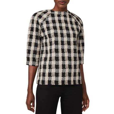 Phase Eight Brown Check Jacquard Knitted Top
