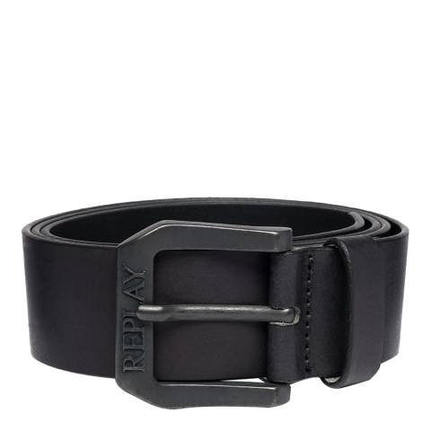 Replay Black Brushed Leather Belt