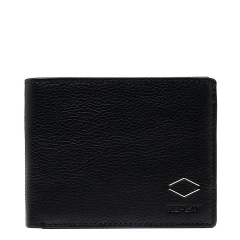 Replay Black Hammered Leather Wallet