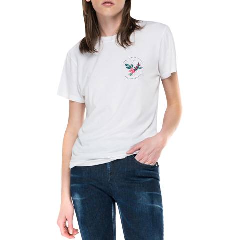Replay White Rose Label Cotton T-Shirt