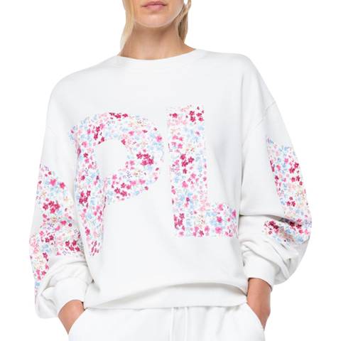 Replay White Floral Print Oversized Sweatshirt