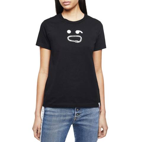 Diesel Black Graphic Design Cotton T-Shirt