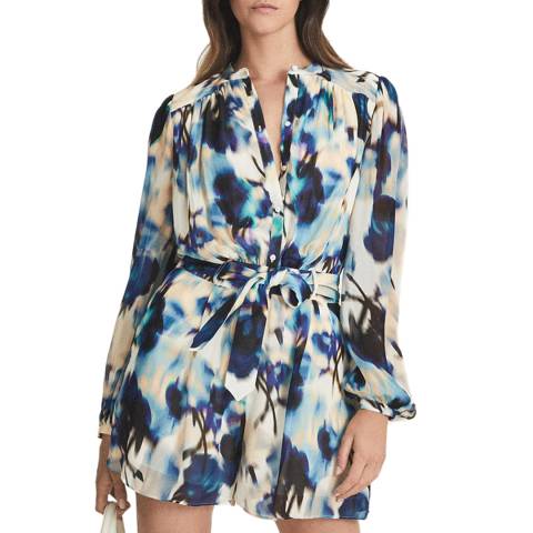 Reiss Blue Tate All Over Print Playsuit