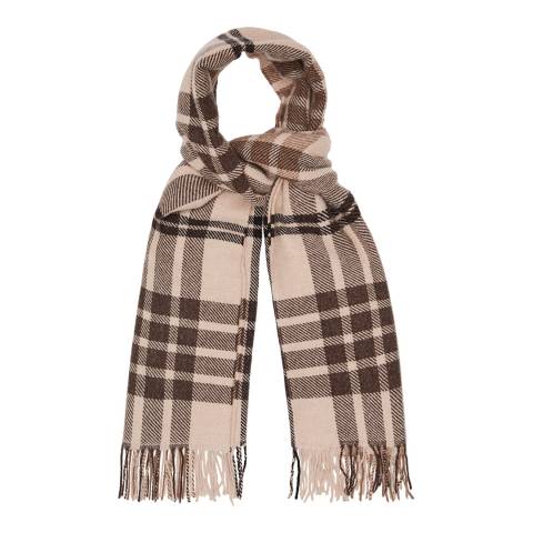 Reiss Natural Steph Checked Wool Scarf
