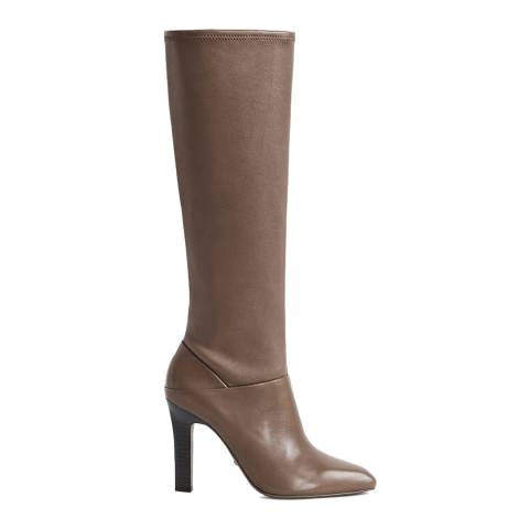 Reiss Taupe Cressida Pull On Leather Boots