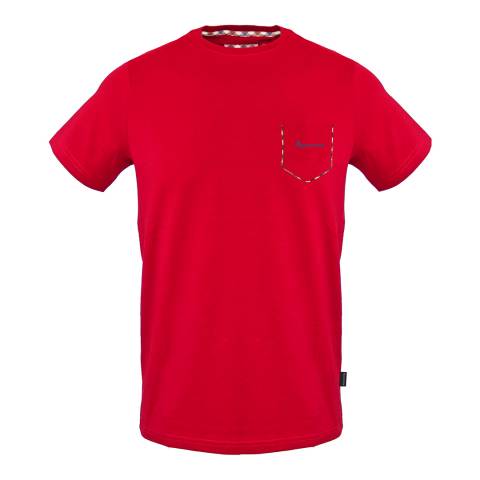 Aquascutum Red Pocket Logo Cotton T-Shirt