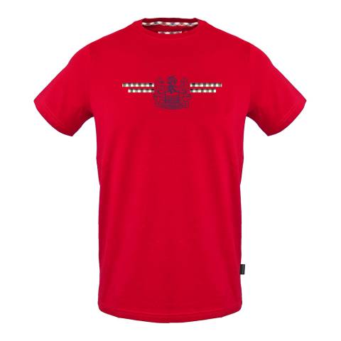 Aquascutum Red Chest Logo Cotton T-Shirt