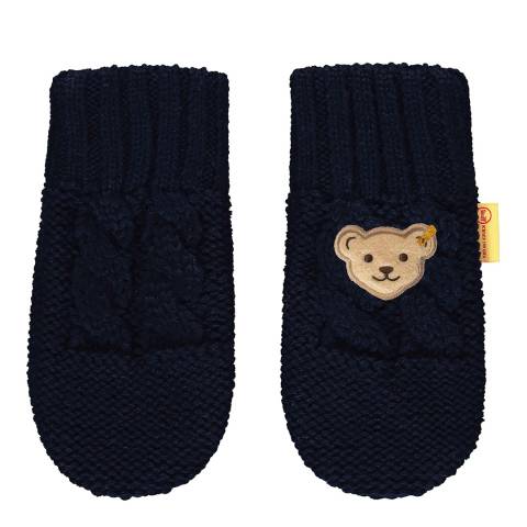 Steiff Navy Cable Knit Mittens