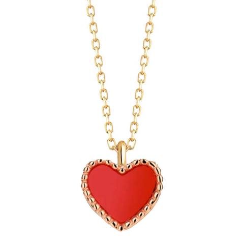 Liv Oliver 18K Gold Red Heart Love Necklace