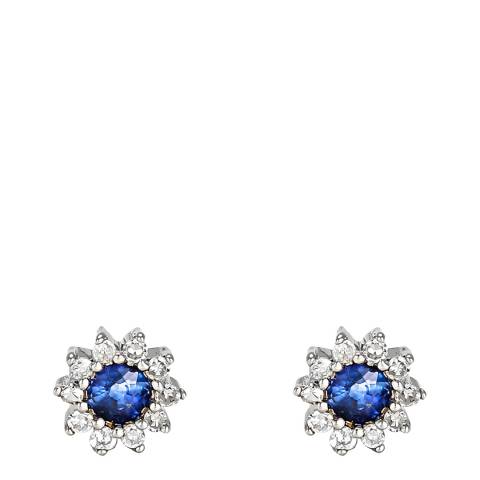 Le Diamantaire Silver Diamond Floral Stud Earrings