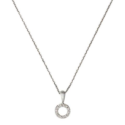 Le Diamantaire Silver Diamond Embellished Circle Pendant Necklace