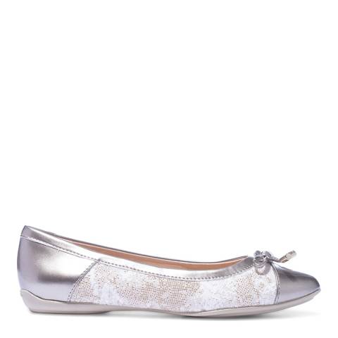 Geox Silver Leather & White Lace Charlene Ballerinas