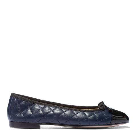 Laycuna London Navy Leather Quilted Ballerina
