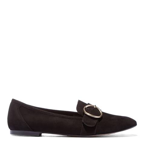 Laycuna London Black Suede Buckle Loafers