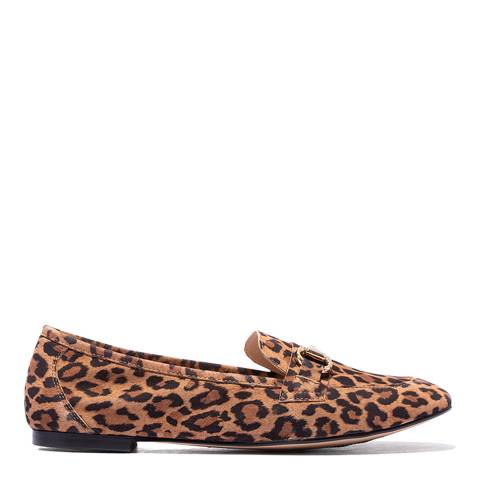Laycuna London Leopard Print Suede Snaffle Loafers