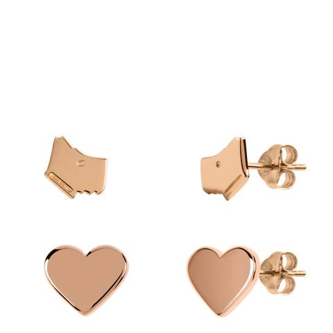 Radley Rose Gold Dog Shape Heart Shaped Earrings Set