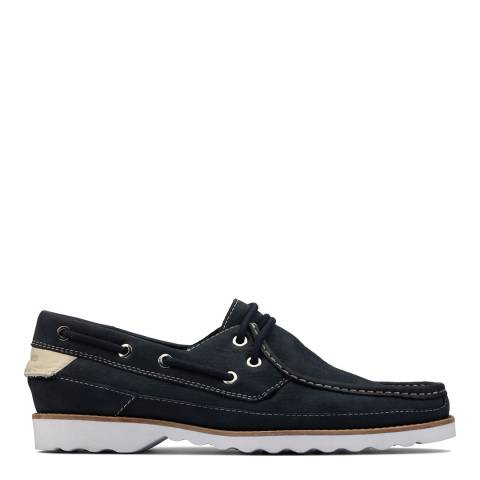 Clarks Navy Leather Durleigh Sail Boat Shoes