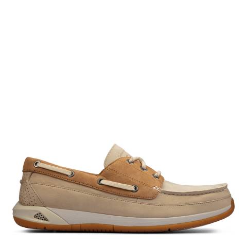 Clarks Taupe Leather Ormand Boat Shoes