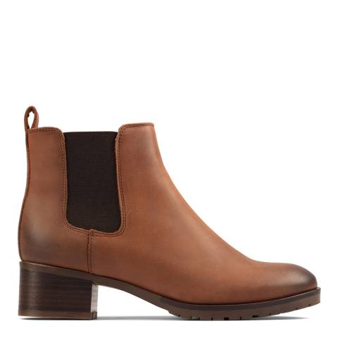 Clarks Dark Tan Leather Mila Top Ankle Boots