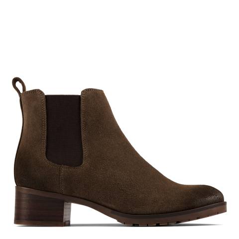 Clarks Dark Brown Suede Mila Top Ankle Boots