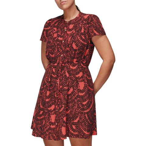 WHISTLES Red Scallop Print A-Line Dress
