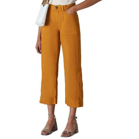 WHISTLES Yellow Cargo Pocket Cotton Trousers