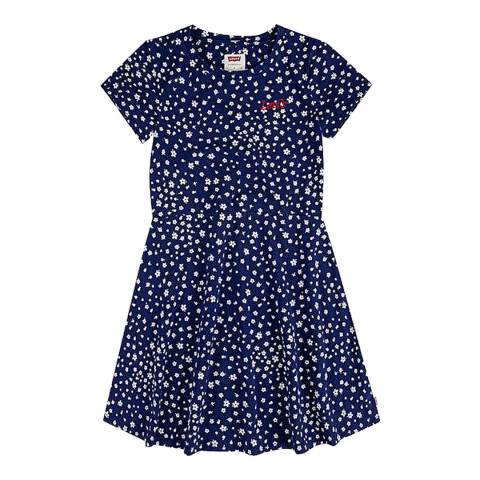 Levi's Older Girl's Medieval Blue Polka Dot Print Dress