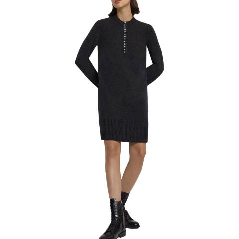Theory Black Henley Cashmere Knitted Dress
