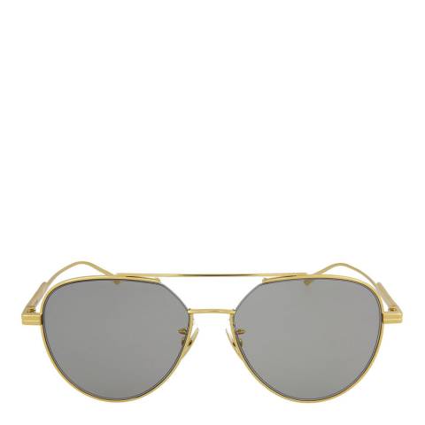 Bottega Veneta Unisex Gold/ Grey Bottega Veneta Sunglasses 57mm