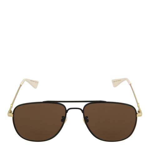 Gucci Men's Black/ Gold/ Brown Gucci Sunglasses 57mm