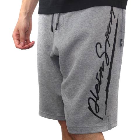 Philipp Plein Grey Logo Cotton Blend Jersey Shorts