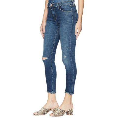 J Brand Blue Distressed Alana Crop Skinny Stretch Jeans